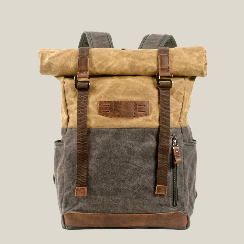 Oakern Explorer Roll-Top Backpack – Waxed Canvas Travel Rucksack