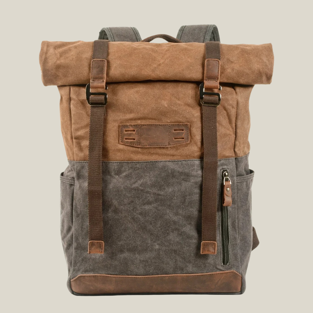 Oakern Explorer Roll-Top Backpack – Waxed Canvas Travel Rucksack