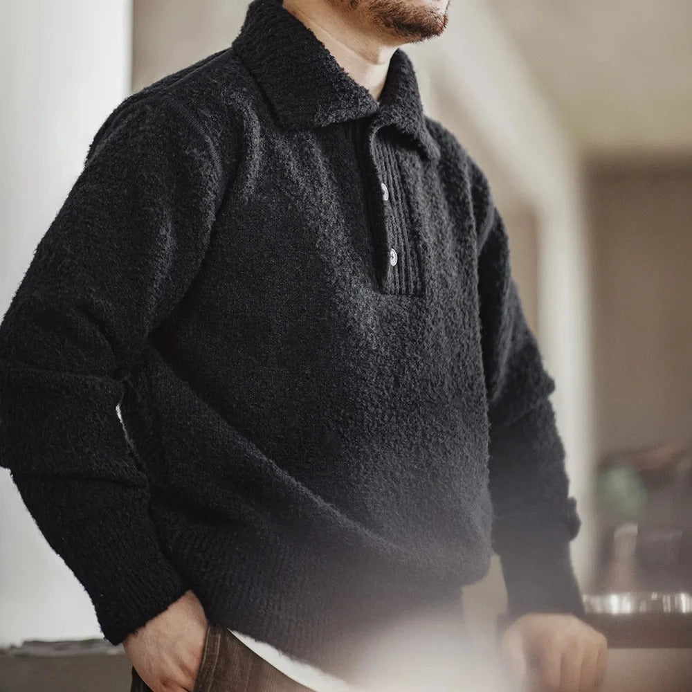 Oakern Buttoned Polo Sweater – Soft Textured Pullover