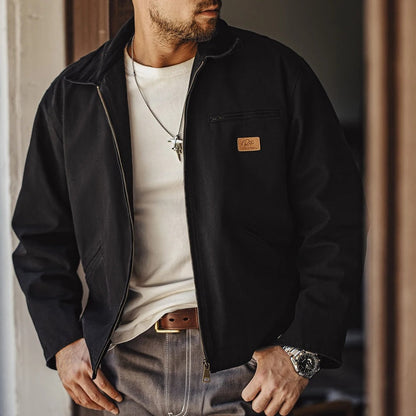 Canvas Work Jacket – Heavy-Duty Cotton with Plaid Lining